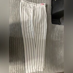 Men's White Pinstripe Dress Pants